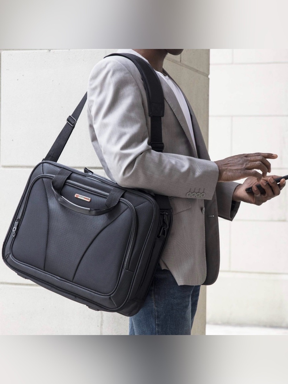 Alpine Swiss Cortland 15.6" Laptop Men’s 
Bag Organizer Briefcase, Black